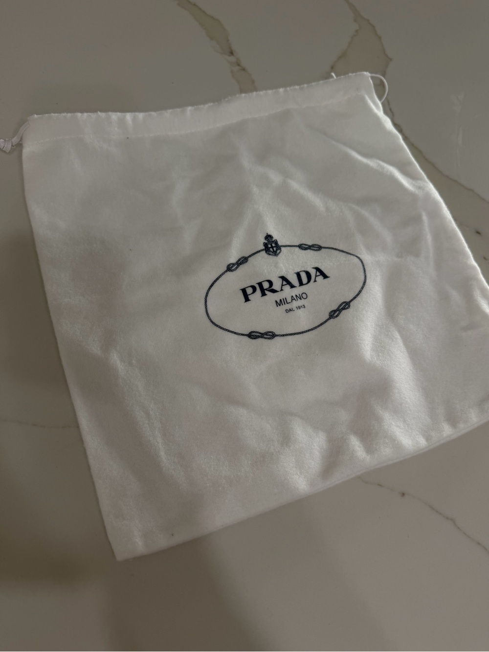 Authentic Prada White Small Drawstring Pouch Bag Case Dust bag Wallet , Purse